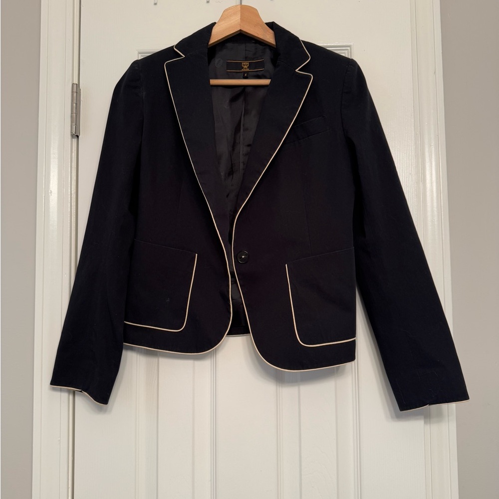 MCM Black with Cream Trim Detail Blazer